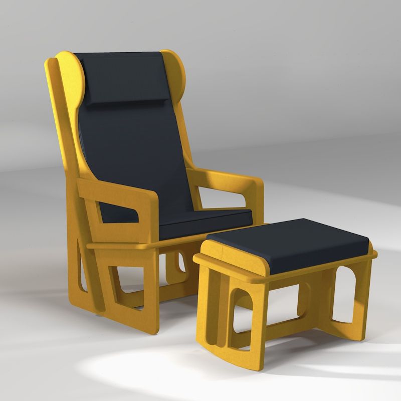 Repose-jambes à bascule sur mesure, coloris assortis aux fauteuils